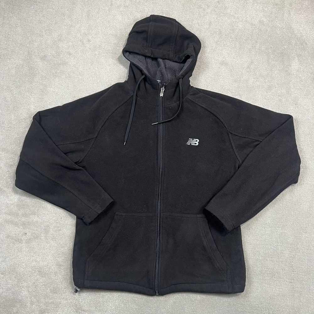 New Balance Hoodie Mens Small Black Full Zip Sherpa Lined Fleece Jacket